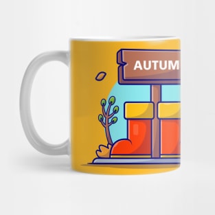 Autumn Sign With Boot Shoes Cartoon Vector Icon Illustration Mug